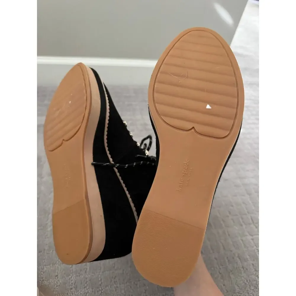 NWOB Kate Spade Willow Genuine Shearling Wedge Bootie in Black SZ 8